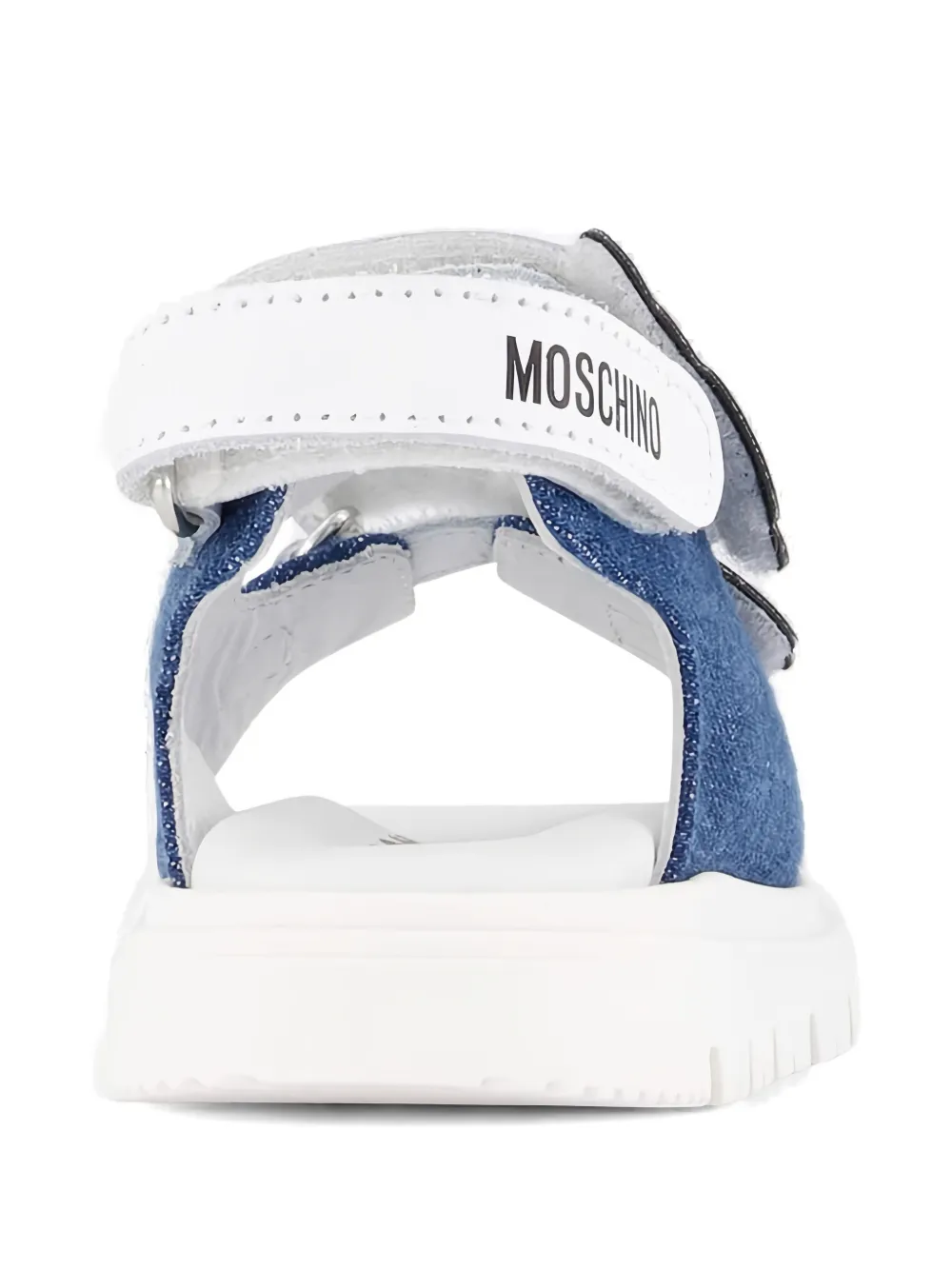 Moschino Kids bear-appliqué strap sandals Blauw