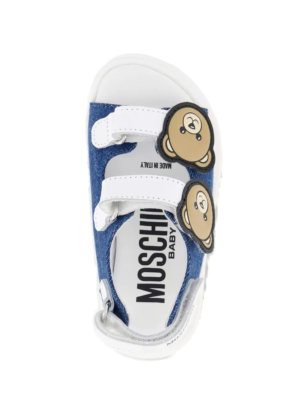 Moschino Kids bear-appliqué strap sandals Blauw
