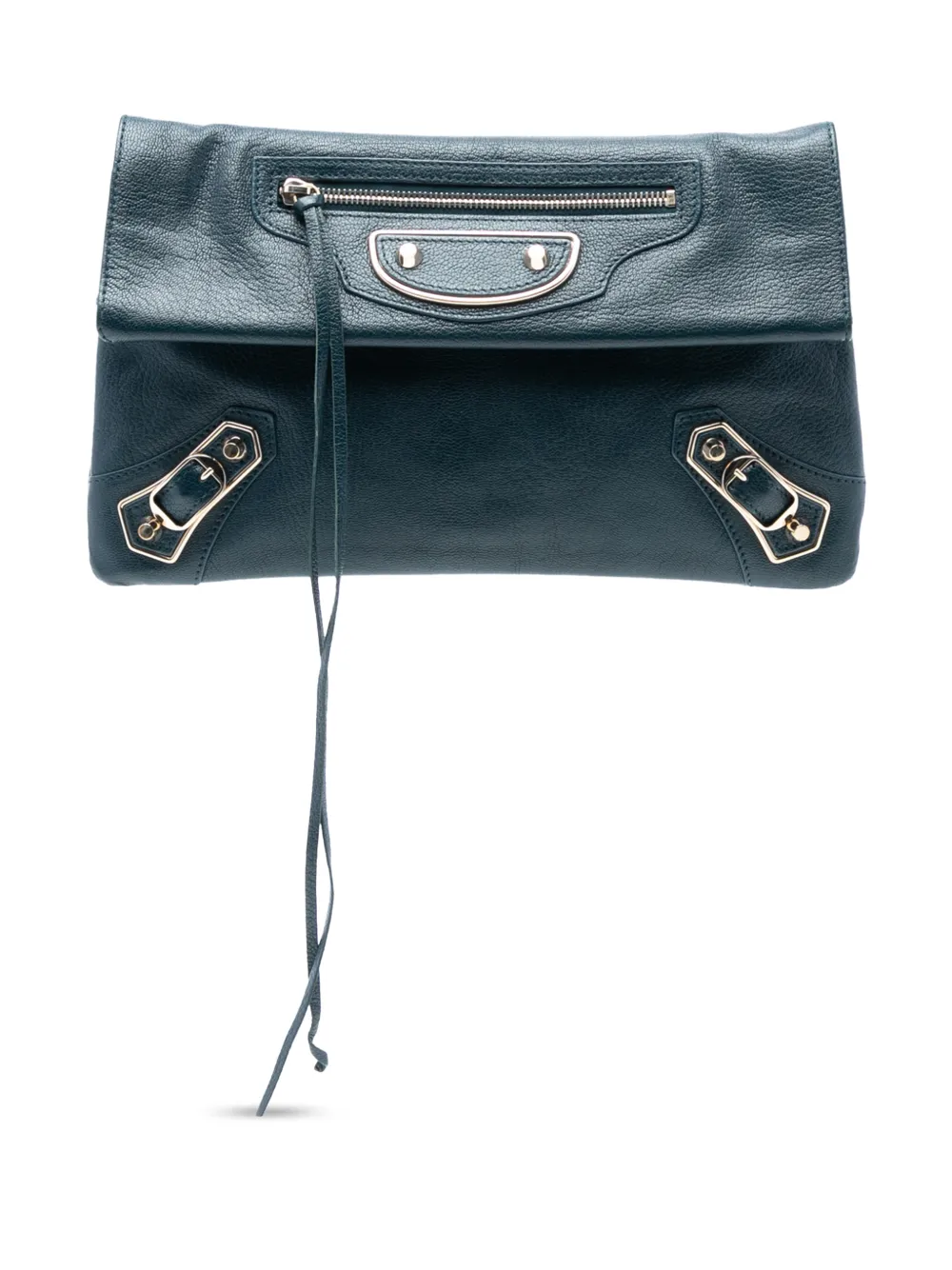 Balenciaga Pre-Owned Clutch Chevre Motocross Classic Metallic Edge Envelope 2014 - Blu