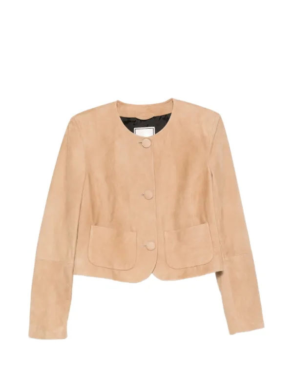 Tagliatore Betta Button-up Cropped Jacket in Neutrals