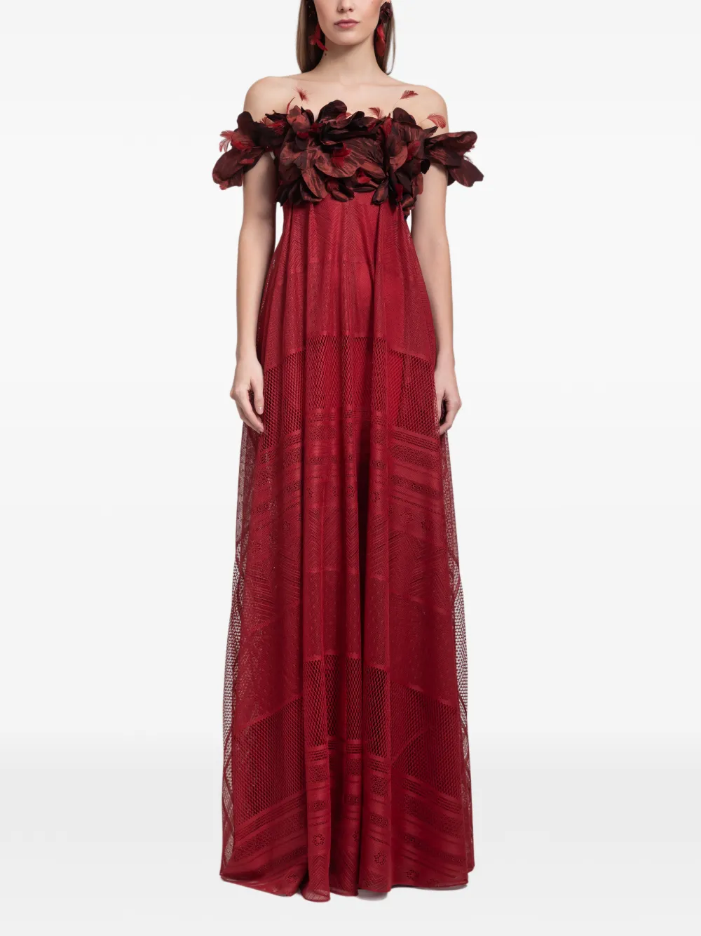 Gemy Maalouf Abito lungo con spalle scoperte - Rosso