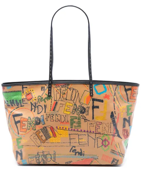 Fendi Pre-Owned 2010-2026 Medium Multicolore Coated Canvas Graffiti Roll tote bag