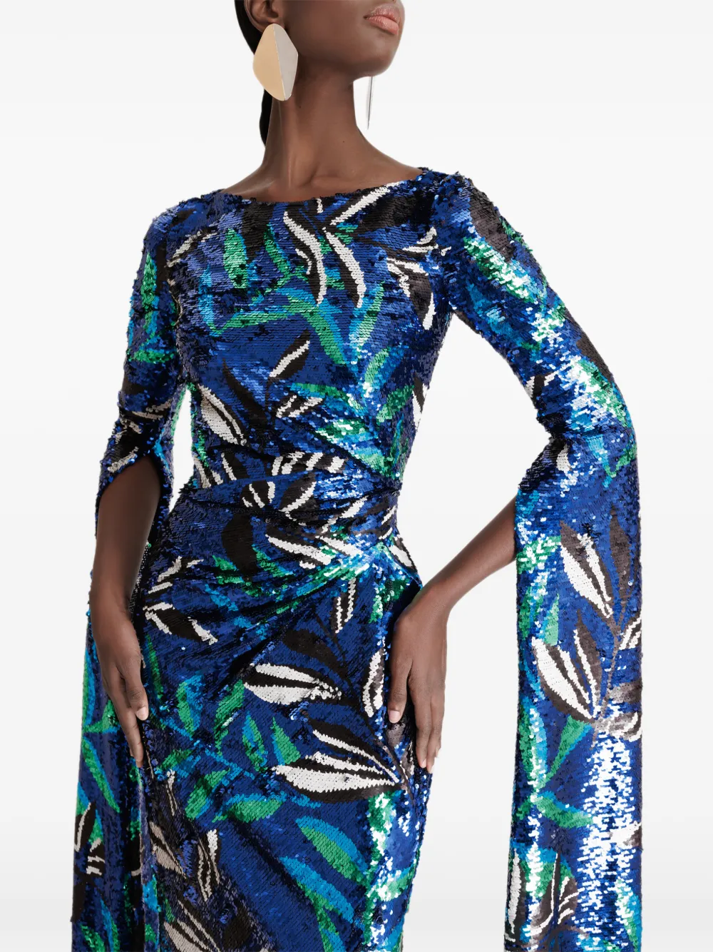 Gemy Maalouf Maxi-jurk met patroon en pailletten Blauw