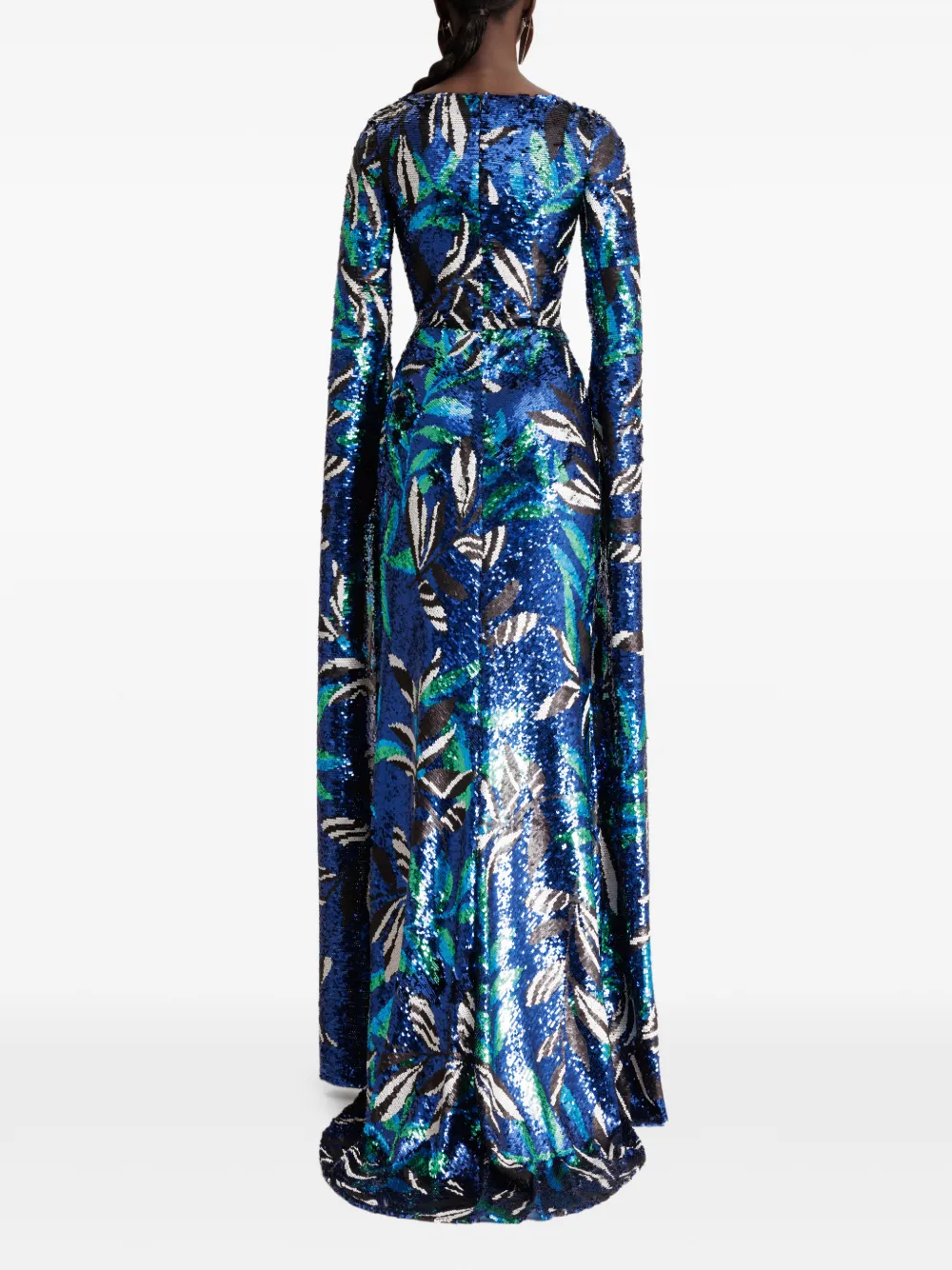 Gemy Maalouf Maxi-jurk met patroon en pailletten Blauw