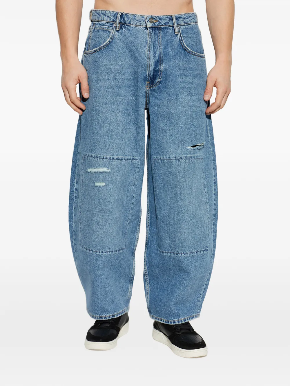 AllSaints Barrel jeans met wijde pijpen en vlakken Blauw