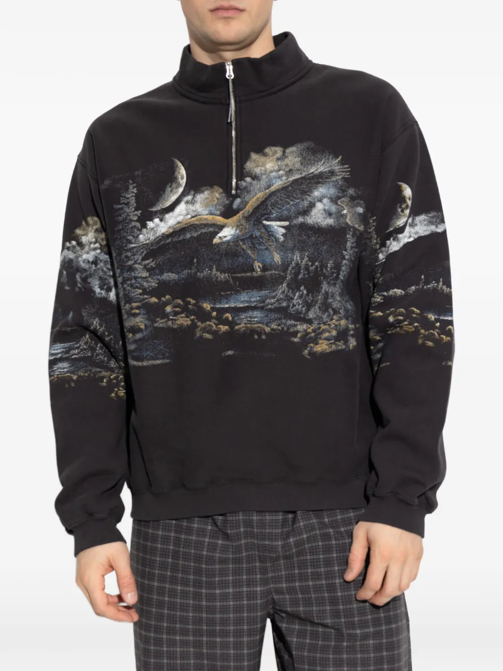  Roa Zip-neck Graphic Sweatshirt - Black 