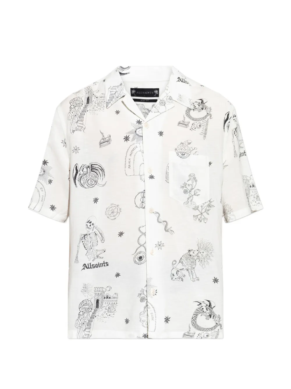 AllSaints Terra printed chest-pocket shirt - Bianco