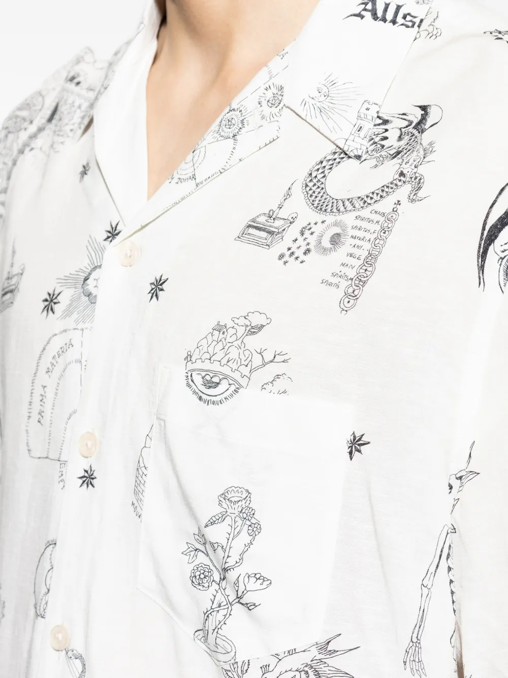 AllSaints Terra overhemd met borstzak en print Wit