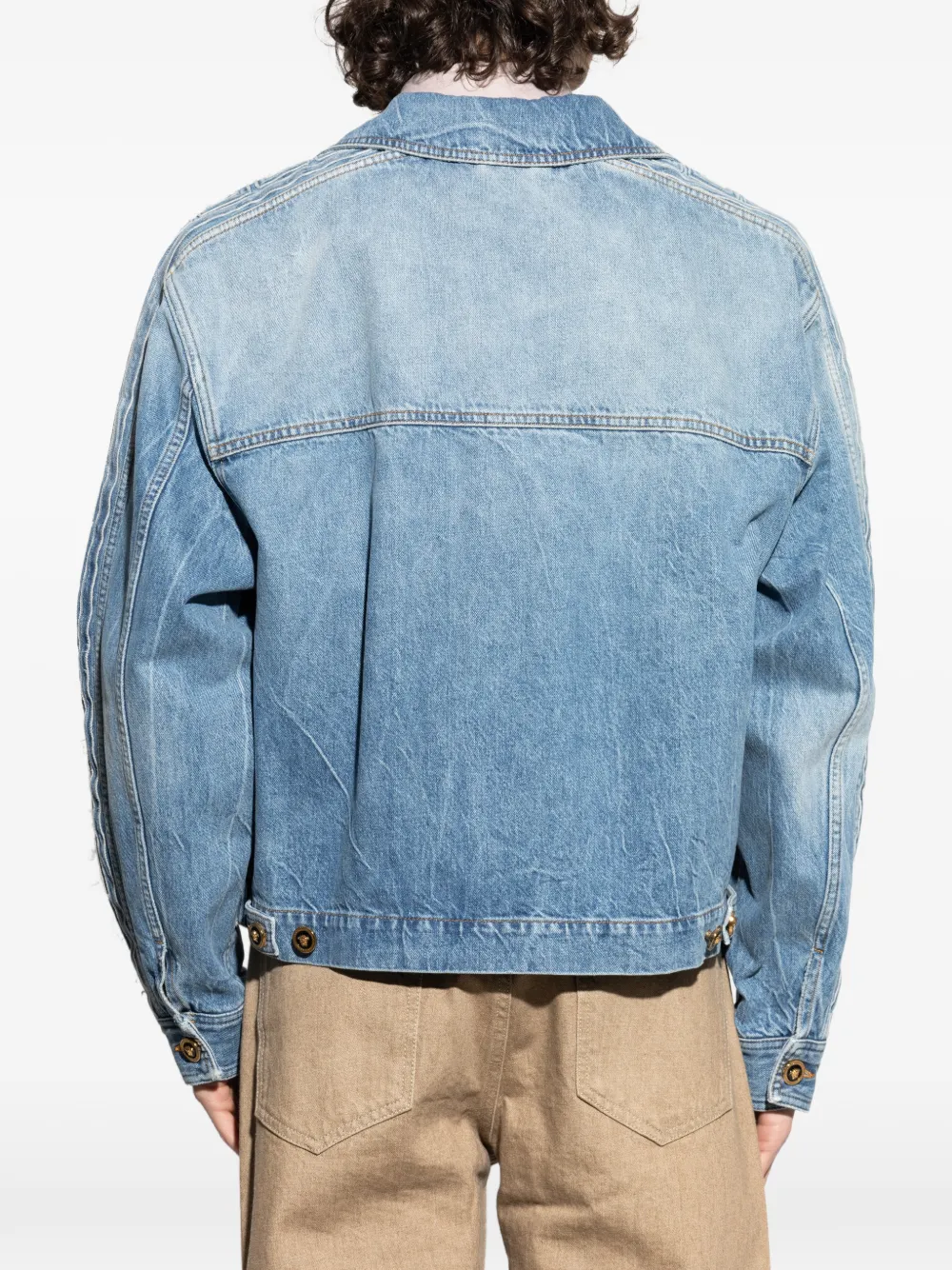 Versace Denim blouse met rits Blauw
