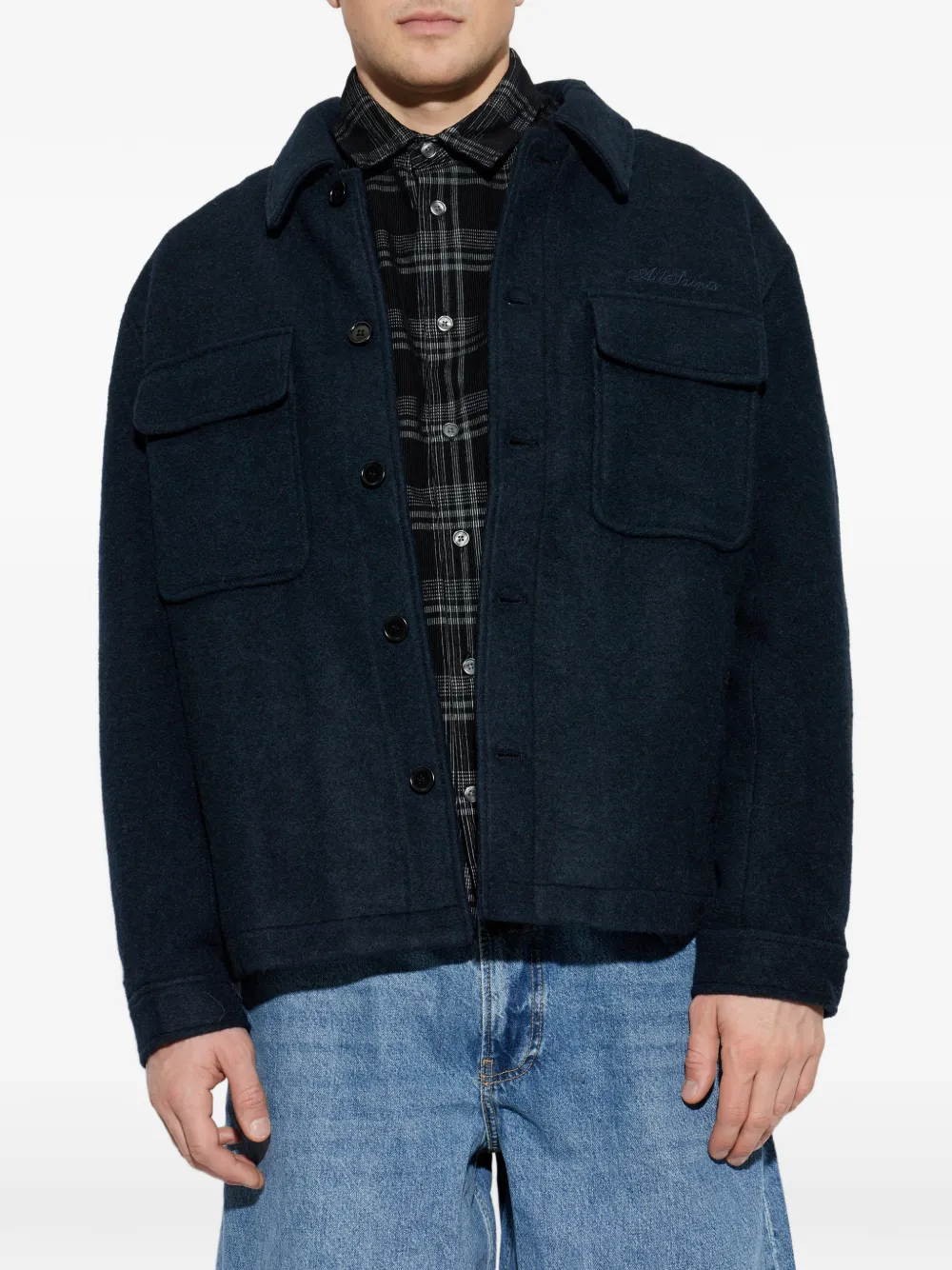 AllSaints Shirtjack met knoopzakken Blauw