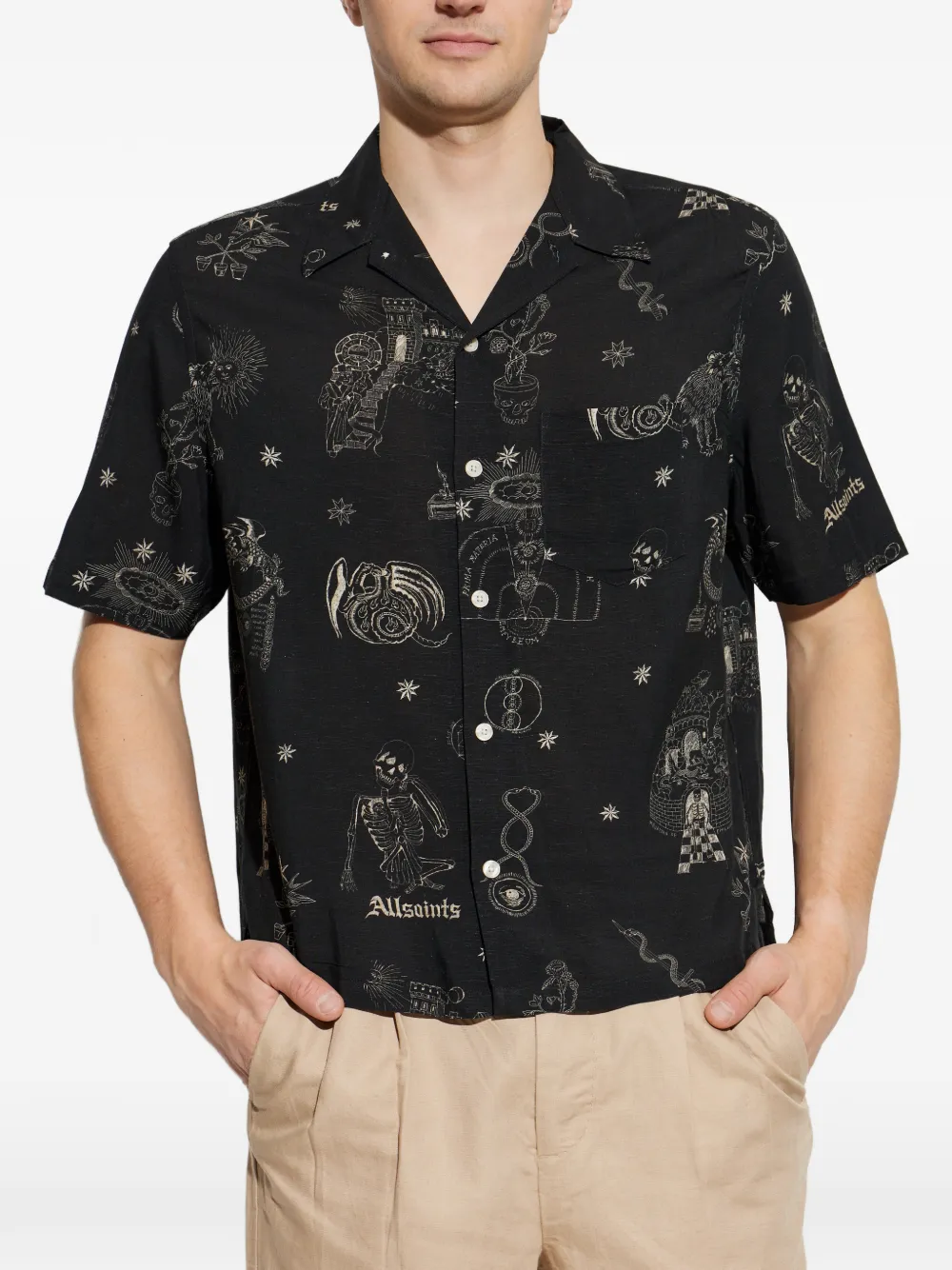  Allsaints Graphic-print Shirt - Black 