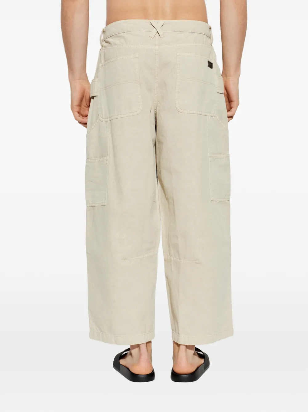 AllSaints Jeans met wijde pijpen en knopen Beige
