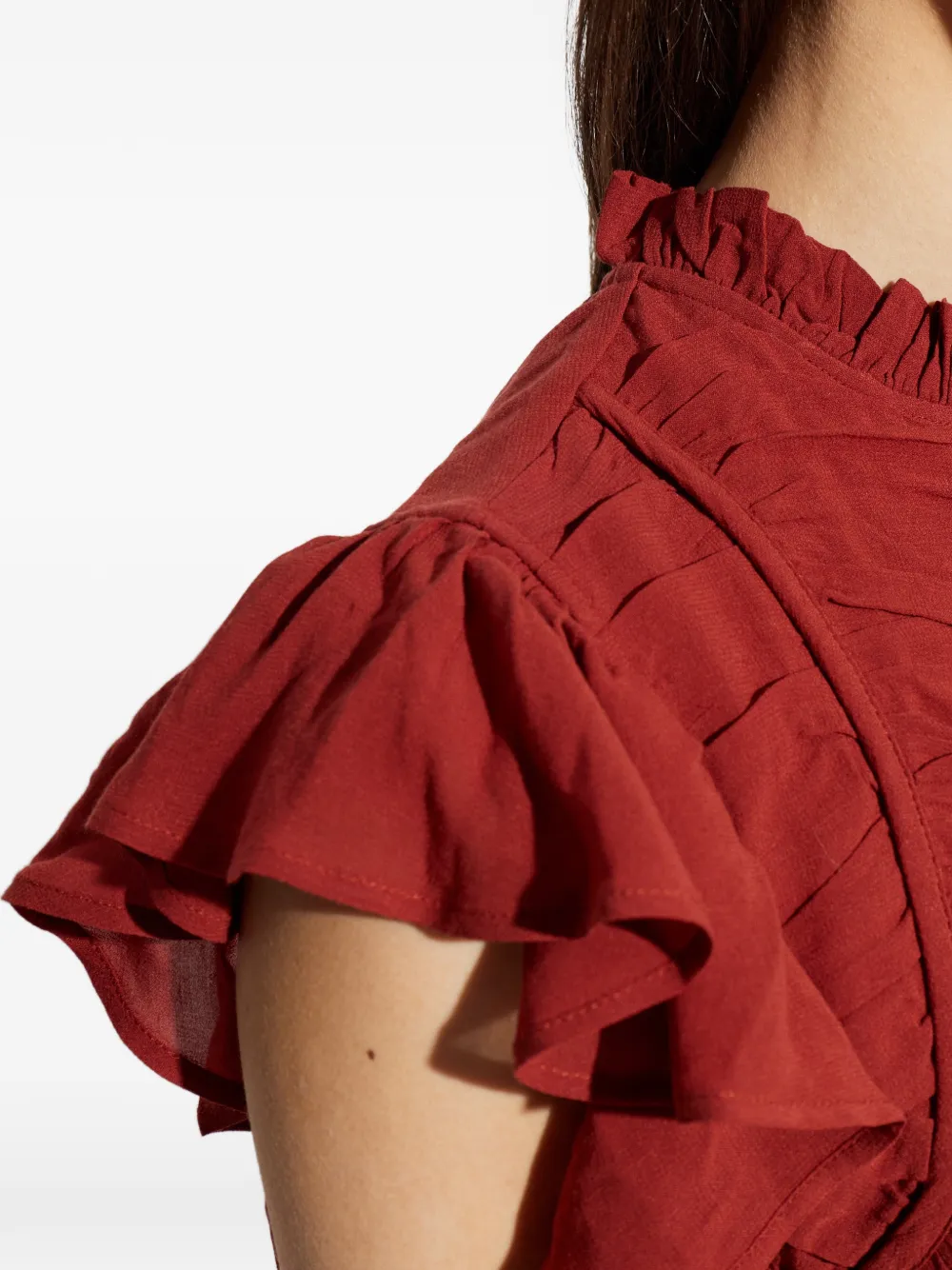 AllSaints Shaela maxi-jurk met ruches Rood