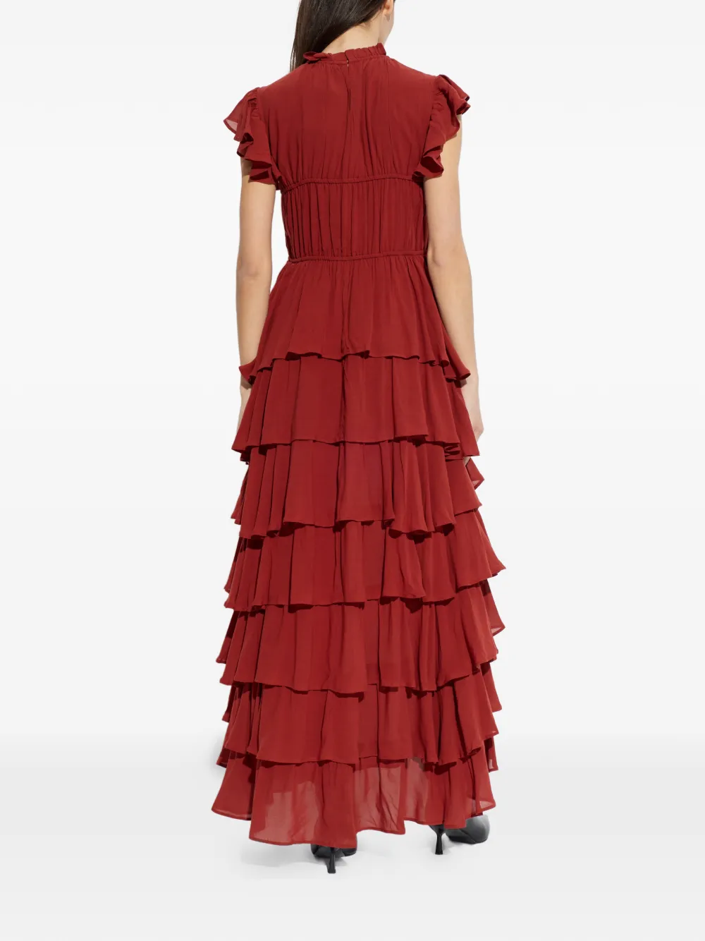 AllSaints Shaela maxi-jurk met ruches Rood