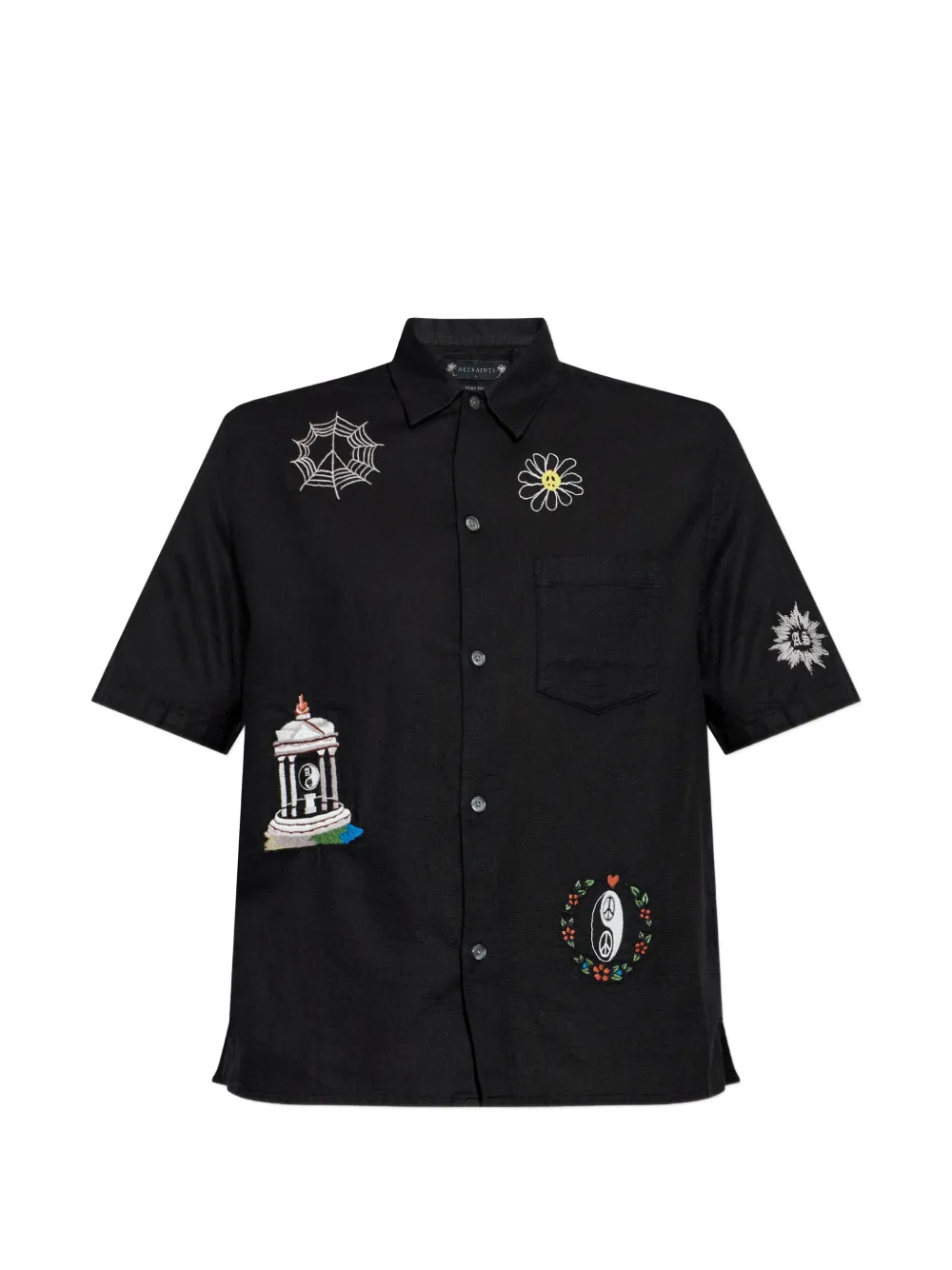 AllSaints embroidered shirt - Schwarz
