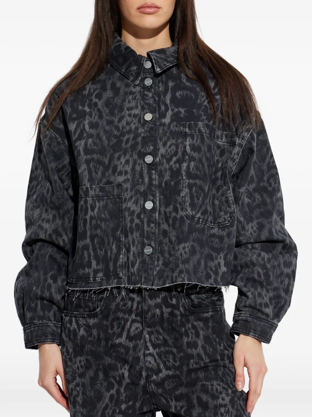 AllSaints Ninky denim jack met luipaardprint Zwart