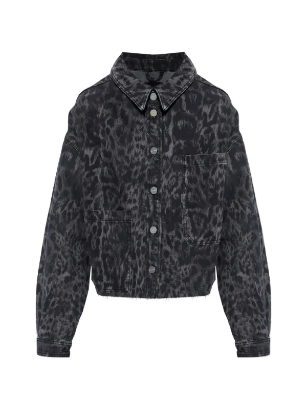 AllSaints Nicky レオパード デニムジャケット | ブラック | FARFETCH JP
