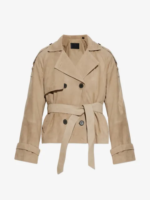AllSaints Reed cropped suede trench jacket