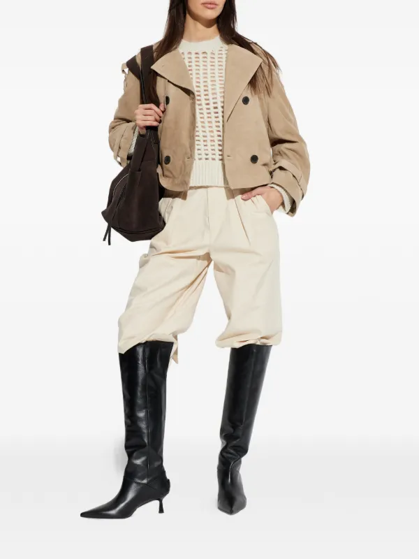AllSaints Reed Cropped Suede Trench Jacket | Neutrals | FARFETCH