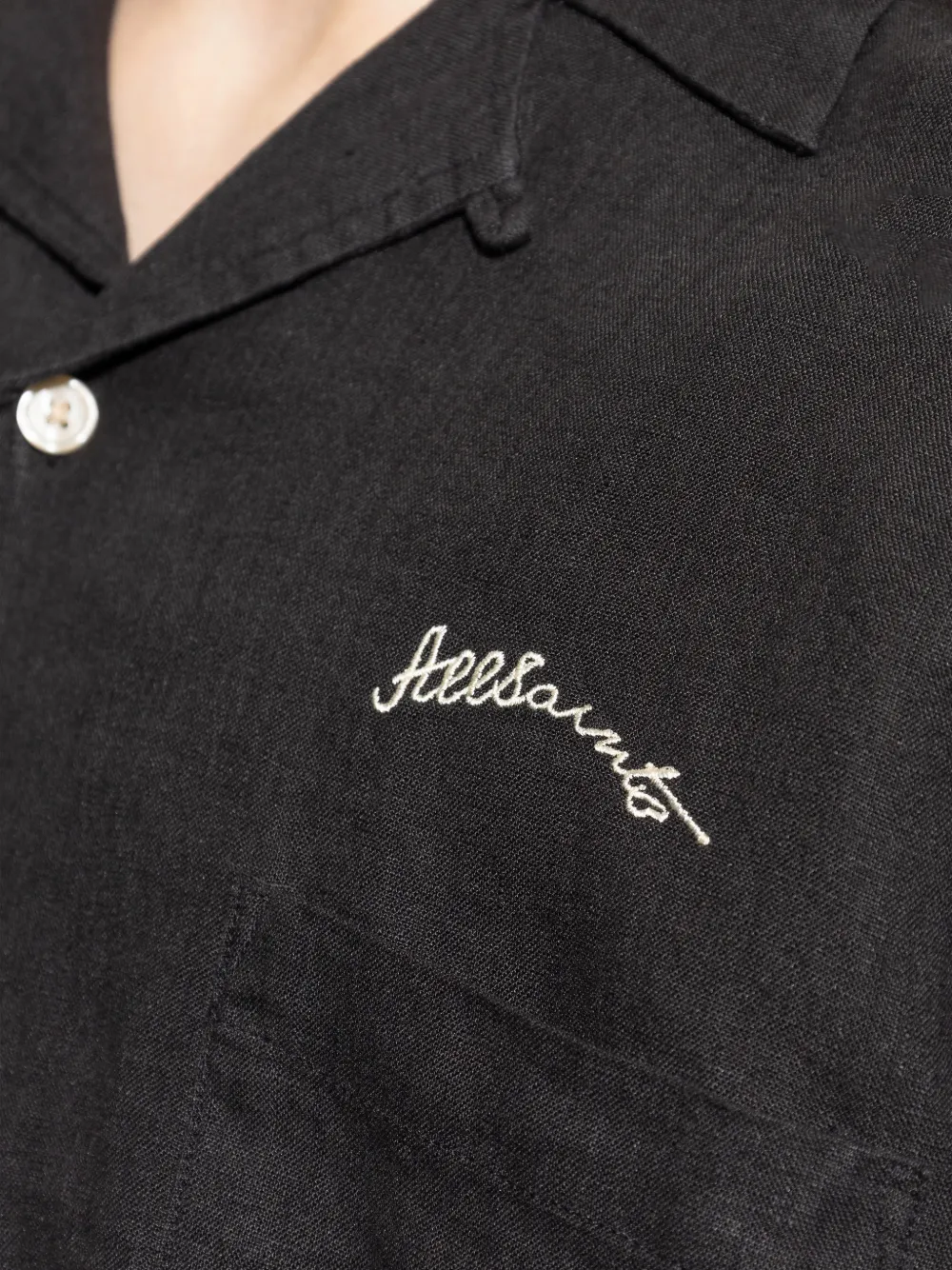 AllSaints Wilder overhemd met geborduurd logo en korte mouwen Zwart
