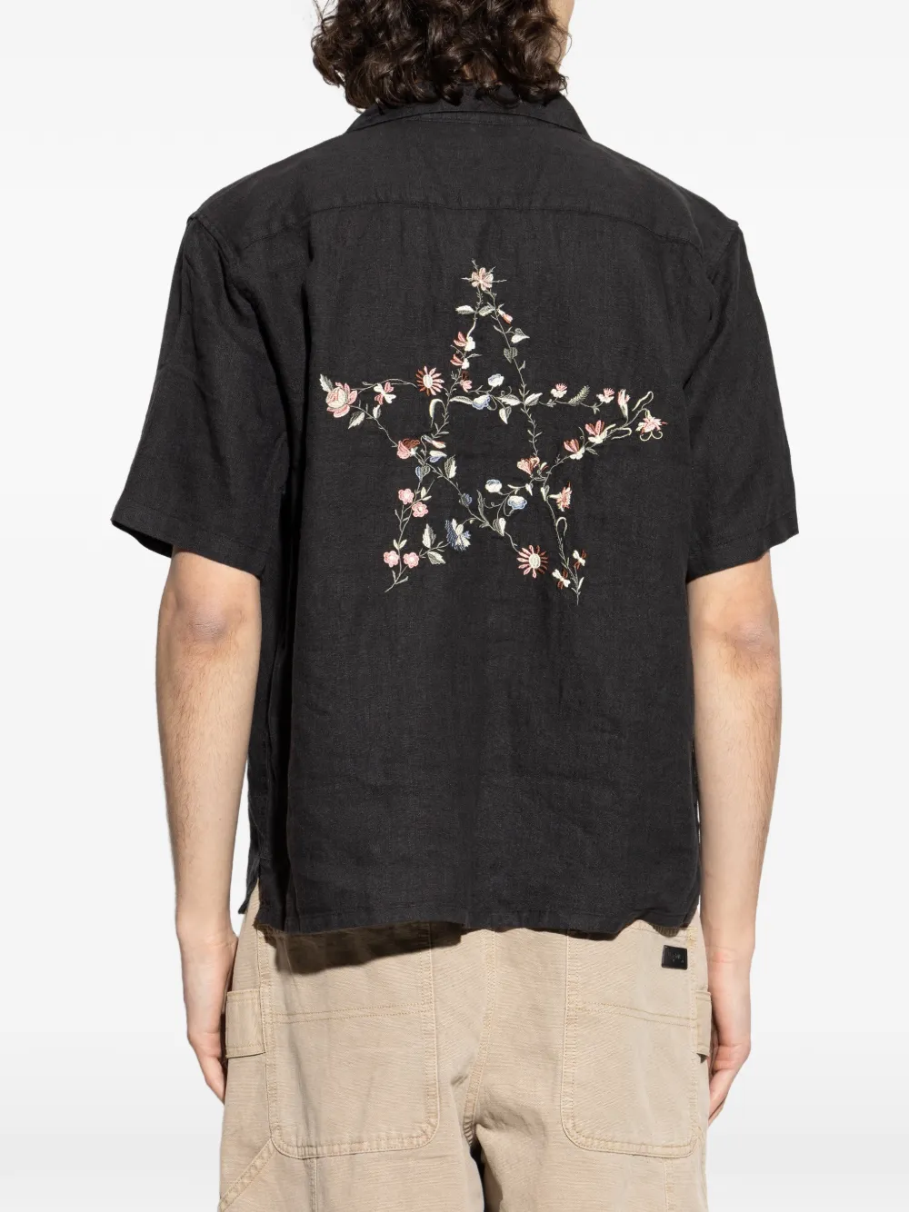AllSaints Wilder overhemd met geborduurd logo en korte mouwen Zwart