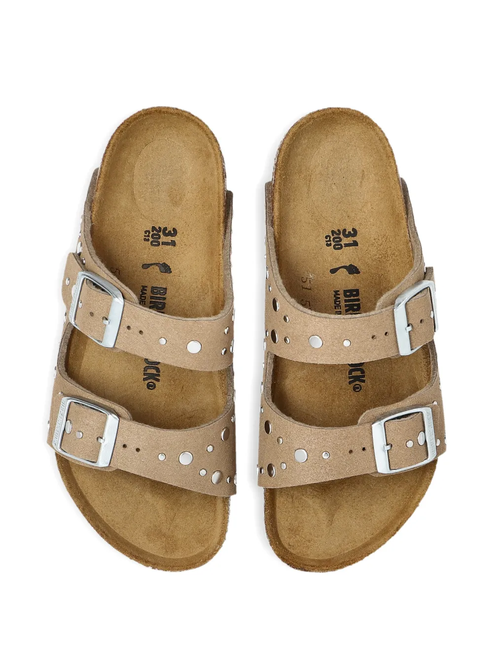Birkenstock Kids Arizona buckle embellished sandals Beige