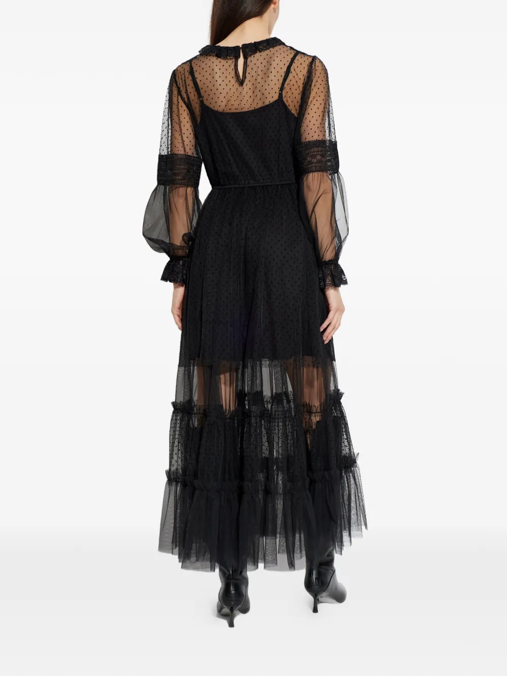 AllSaints Nita midi-jurk met ruches Zwart