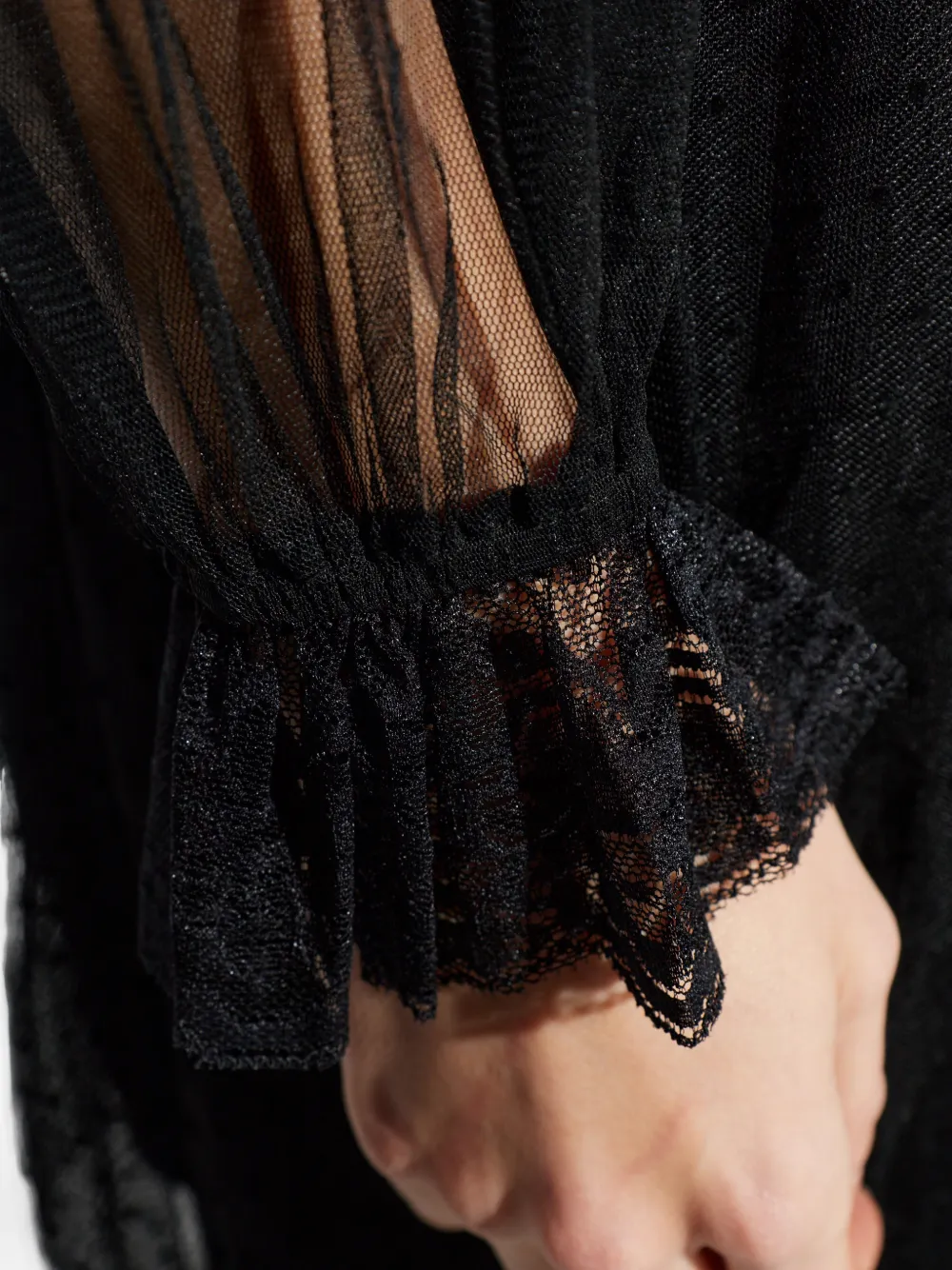 AllSaints Nita midi-jurk met ruches Zwart