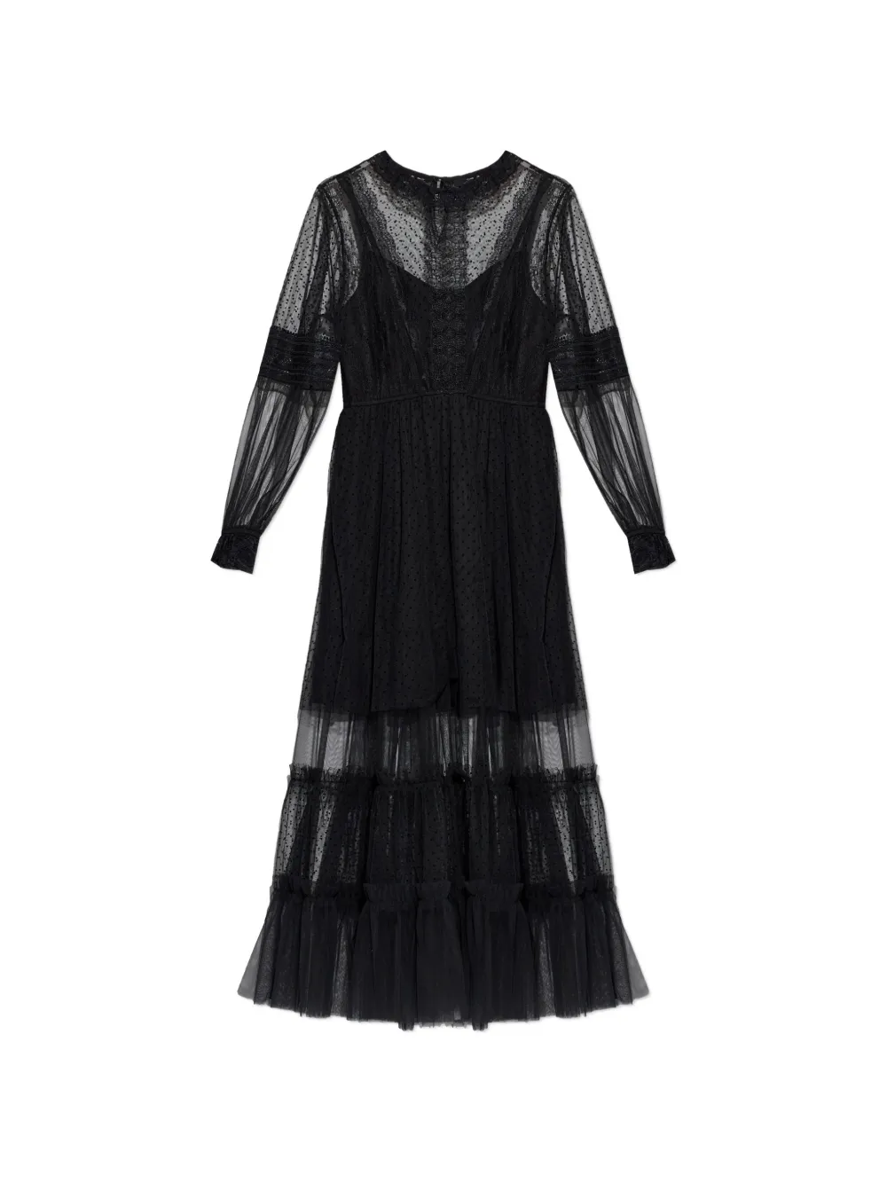 AllSaints Abito midi Nita con ruches - Nero