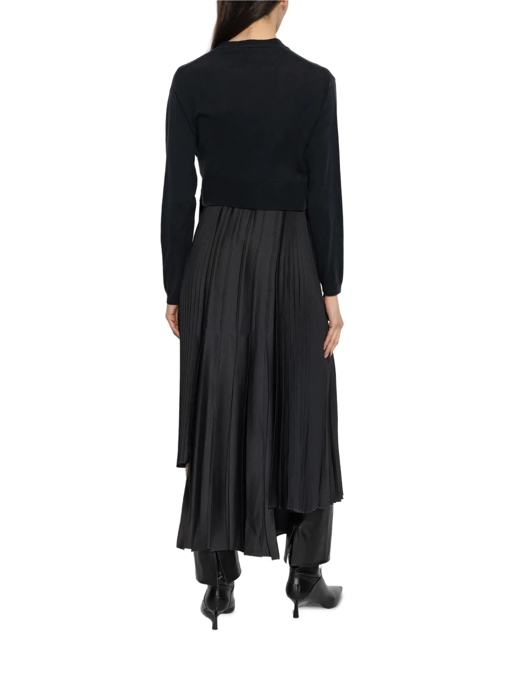 AllSaints Lucille asymmetrische geplooide jurk Zwart