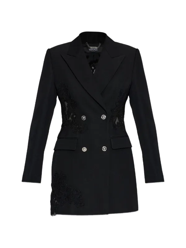 Versace Lace Double-breasted Blazer in Black