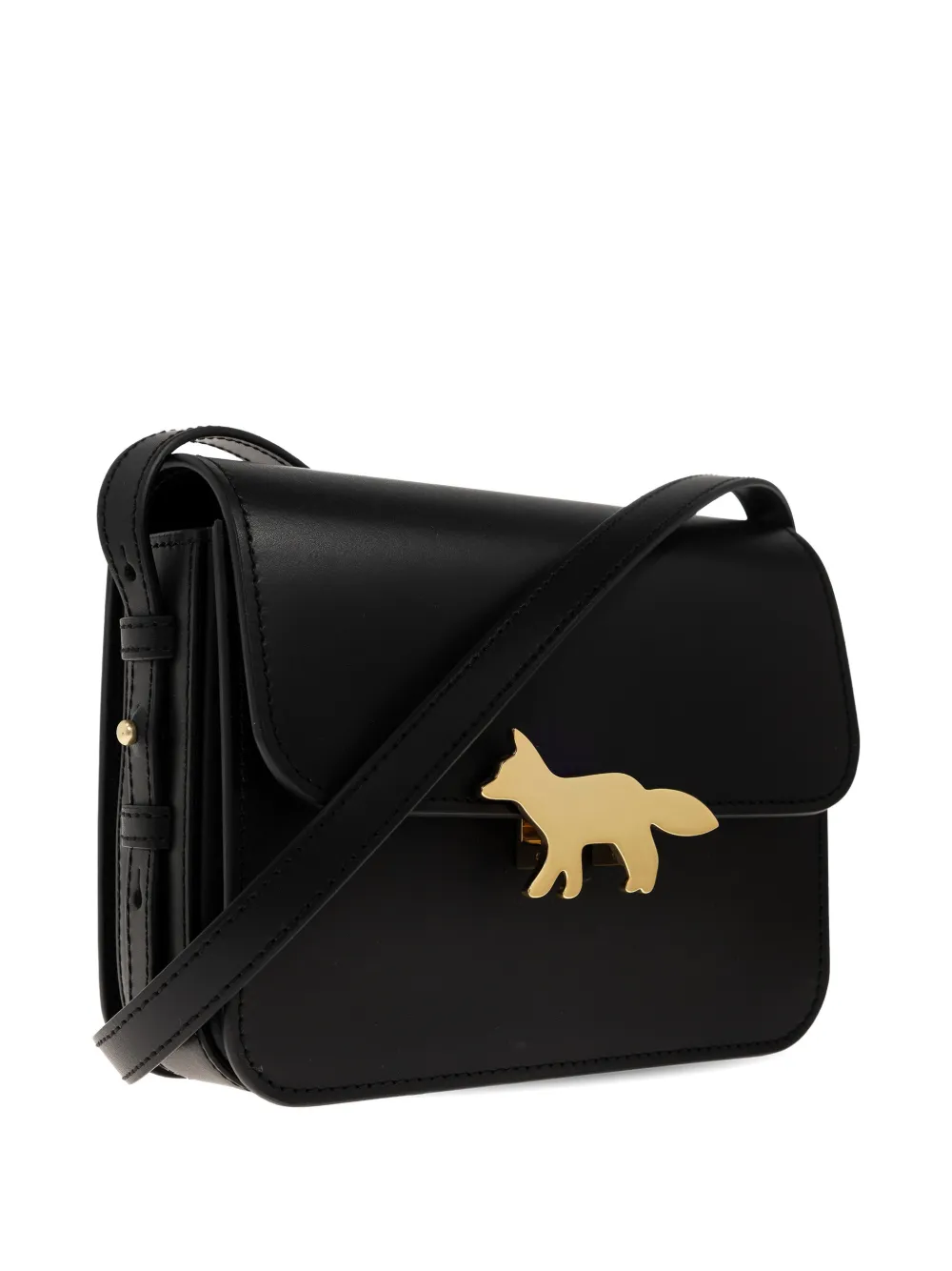 Maison Kitsuné Edie leren crossbodytas Zwart