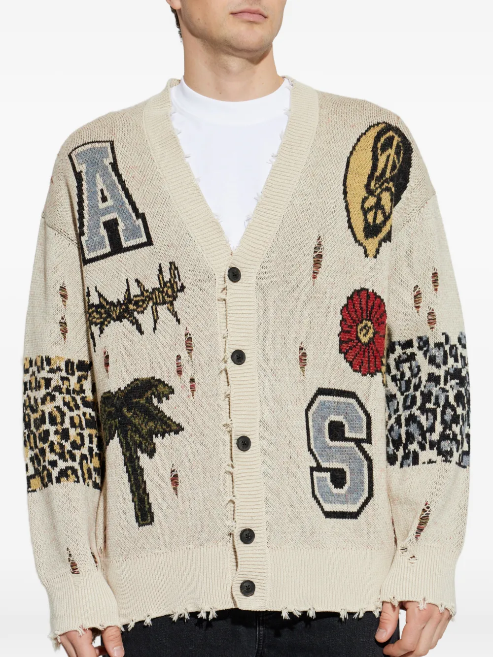 AllSaints Vest met grafische print Beige