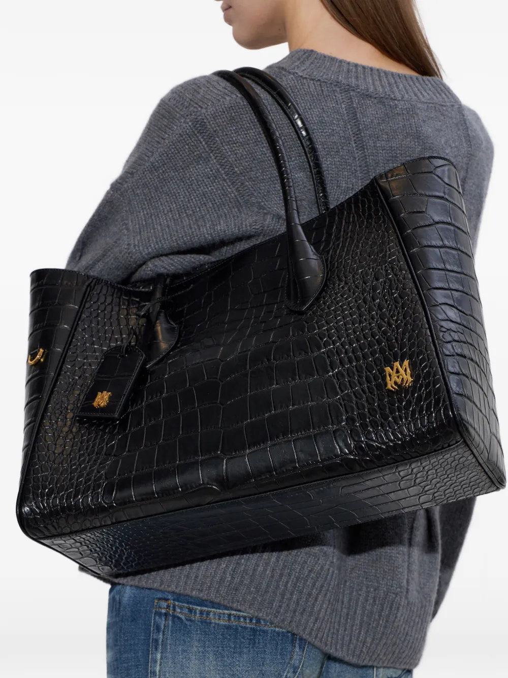  Amiri Crocodile-effect Tote Bag - Black 