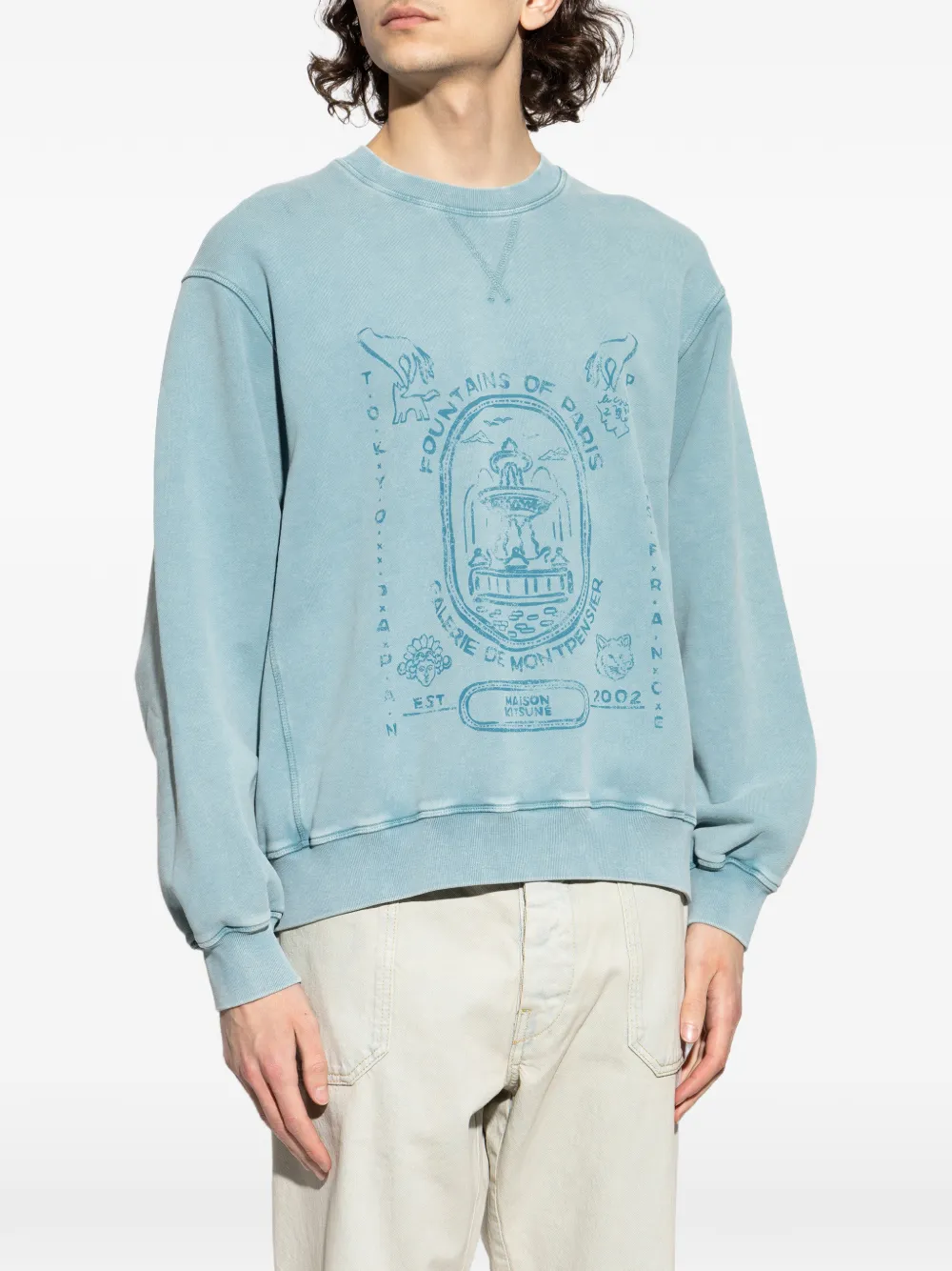 Maison Kitsuné Sweater met ronde hals Blauw