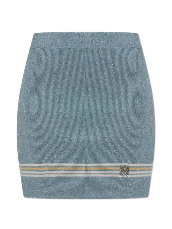 Amiri Ma Stripe Mini Skirt in Blue