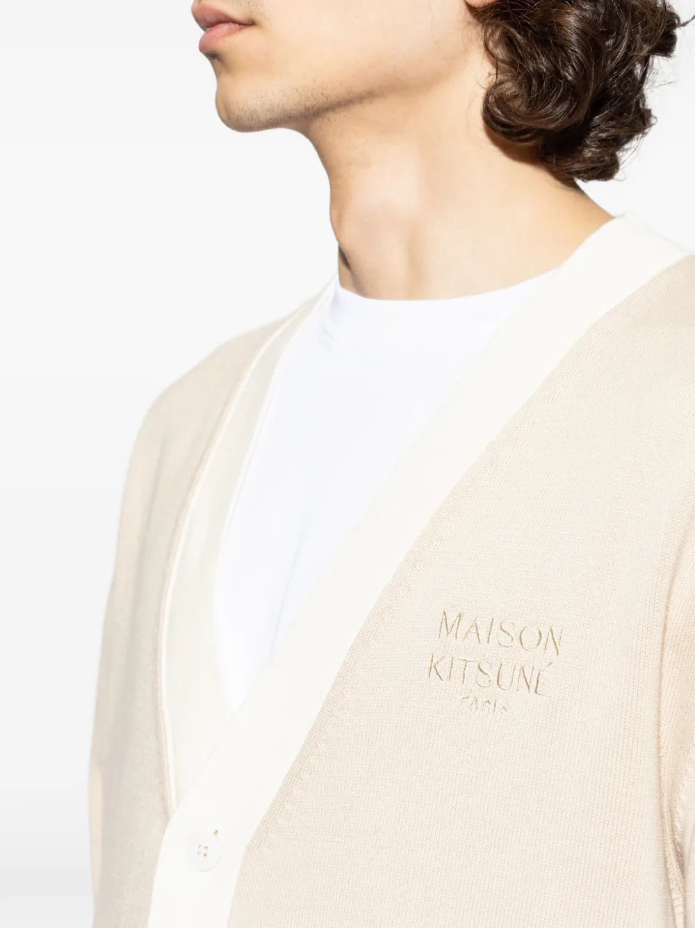 Maison Kitsuné Vest met knopen en V-hals Beige