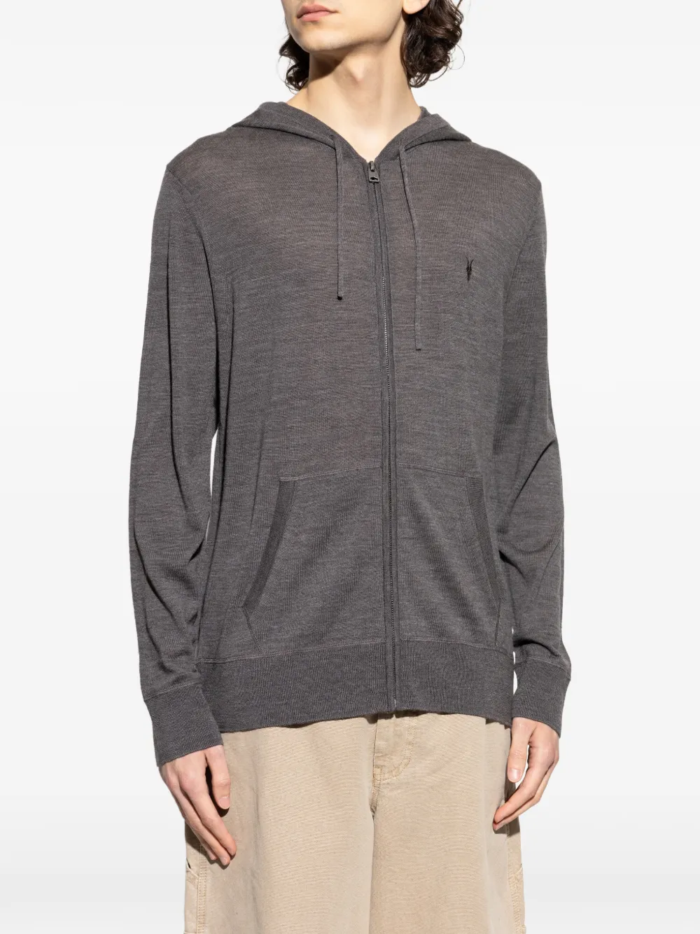 AllSaints Hoodie met rits Grijs