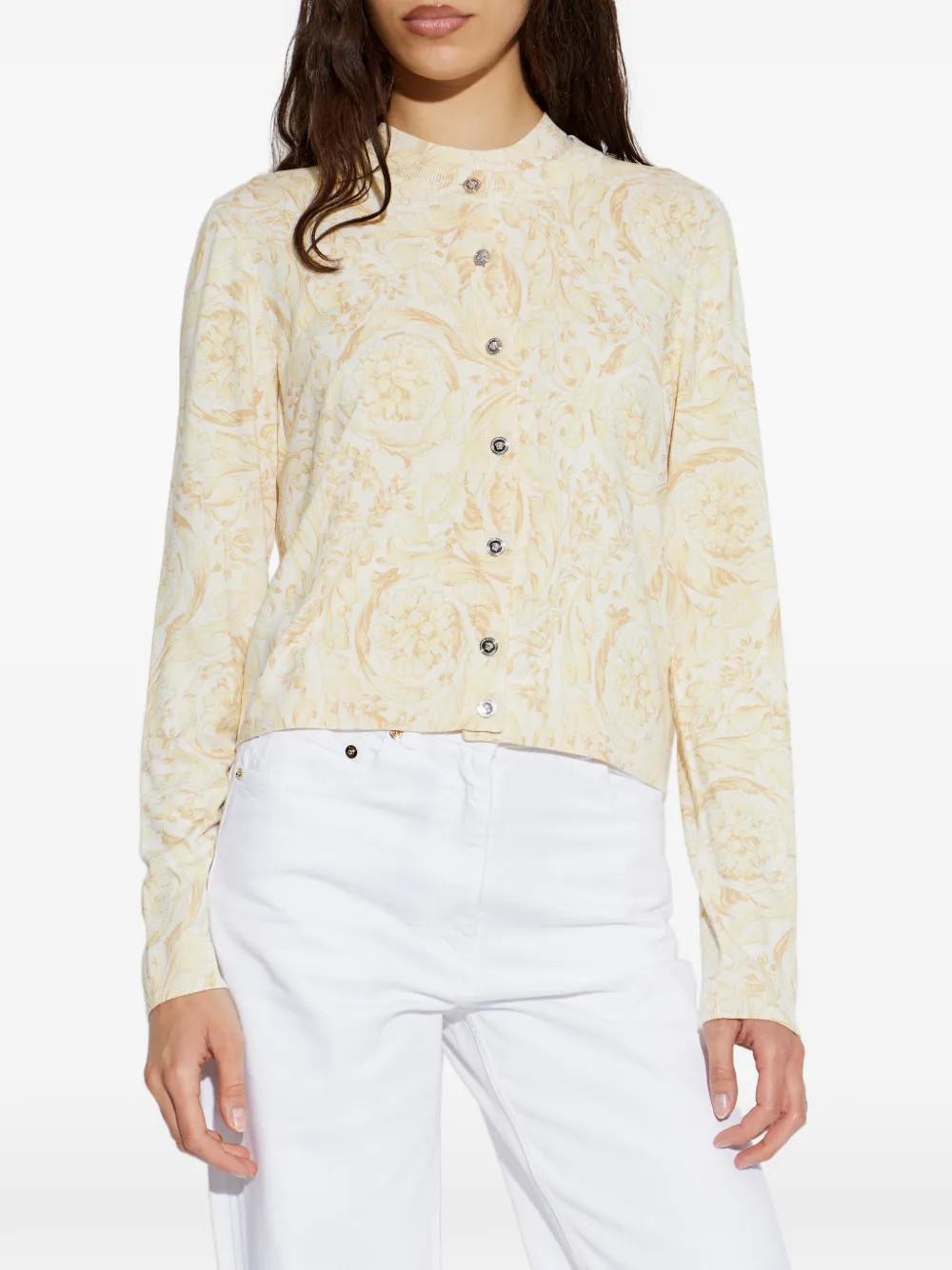  Versace Patterned Buttoned Cardigan - Neutrals 