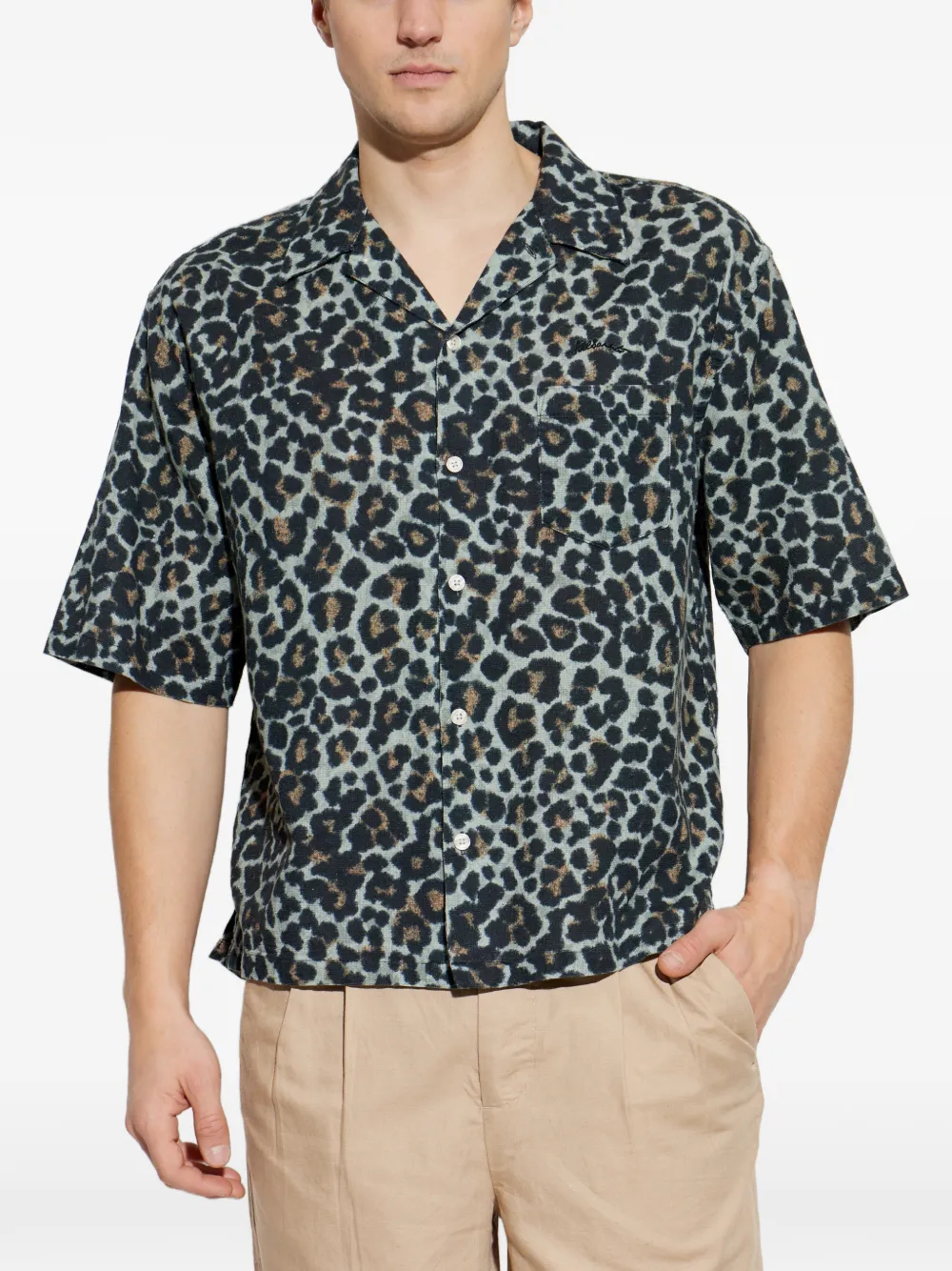  Allsaints Leopard-pattern Pocket Shirt - Grey 