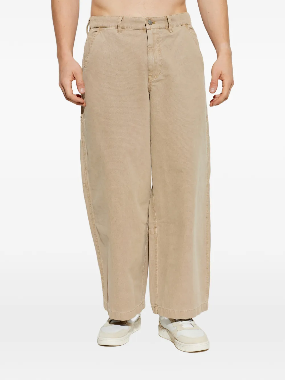 AllSaints Jeans met wijde pijpen en meerdere zakken Beige