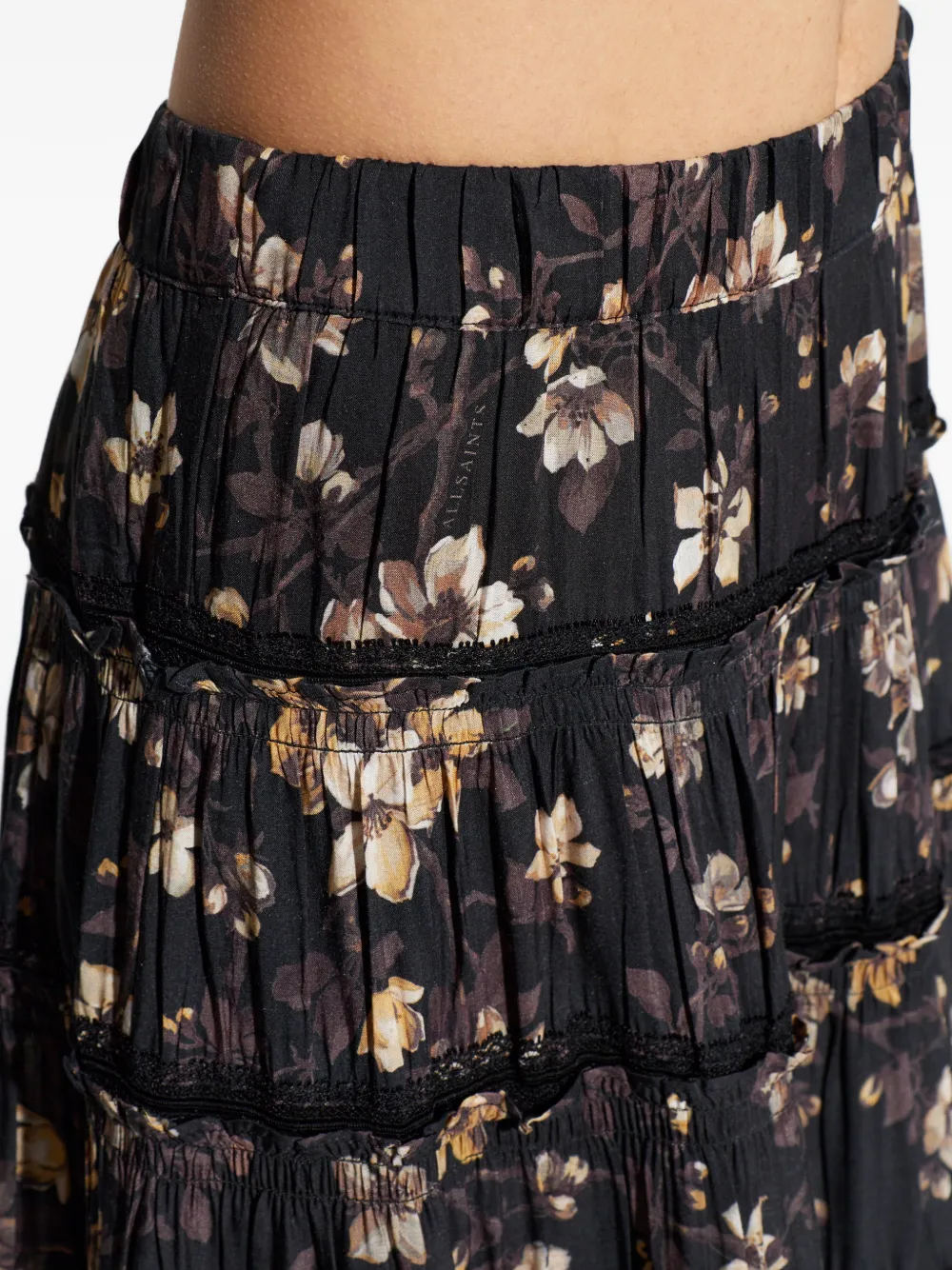 Ruffled Floral-Print Maxi Skirt