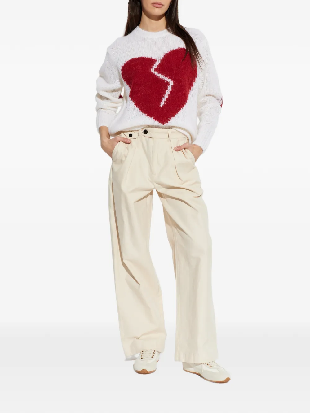 AllSaints Conway geplooide broek met knopen Beige