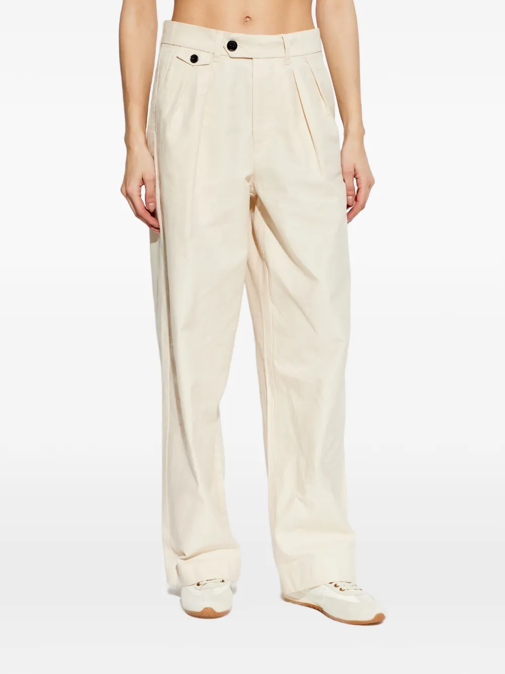 AllSaints Conway geplooide broek met knopen Beige