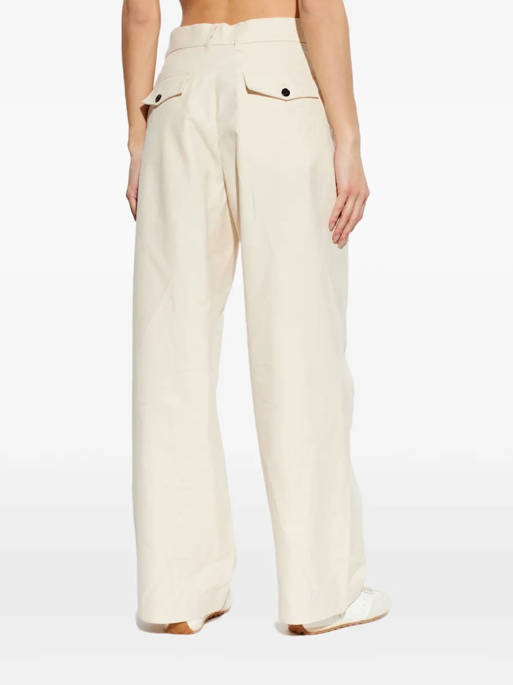 AllSaints Conway geplooide broek met knopen Beige