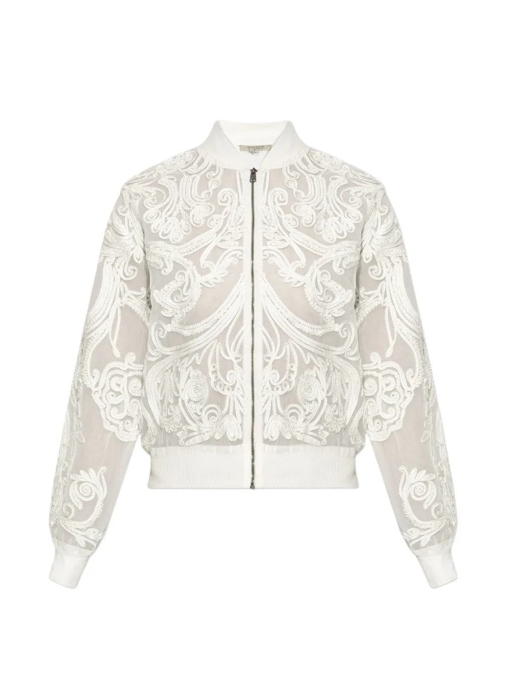 AllSaints Bomber con dettagli in pizzo - Bianco