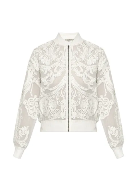AllSaints Jade embroidered sheer bomber jacket