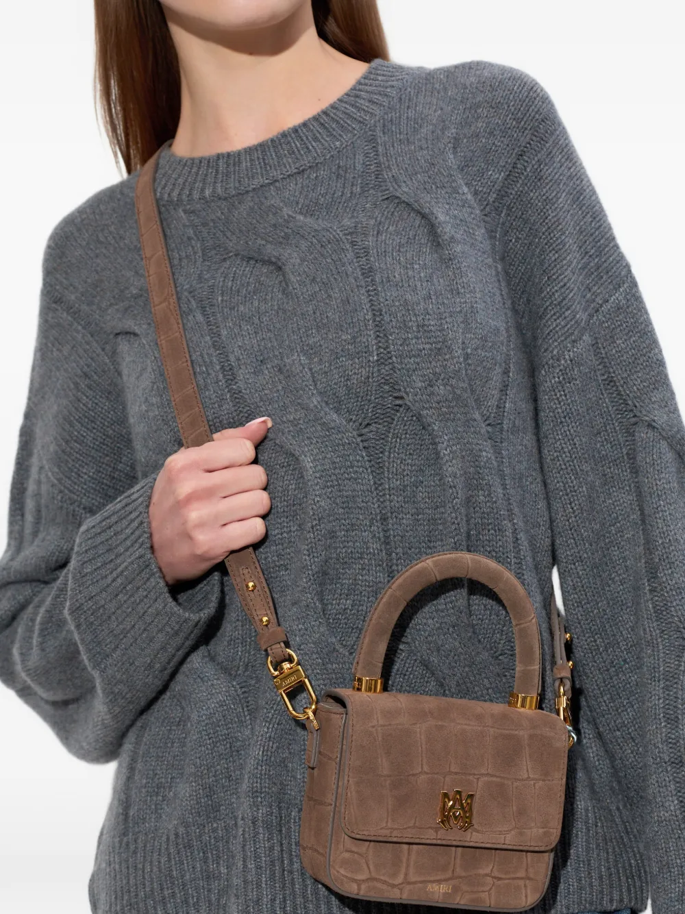  Amiri Croc-effect Logo-plaque Mini Bag - Brown 