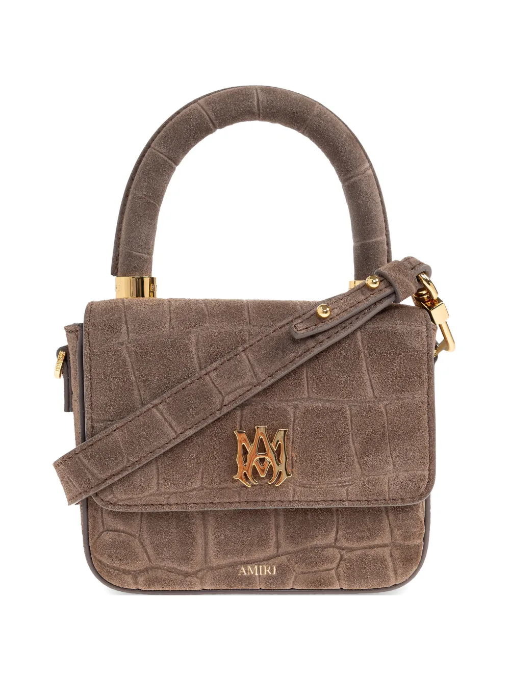 AMIRI croc-effect logo-plaque mini bag - Marrone