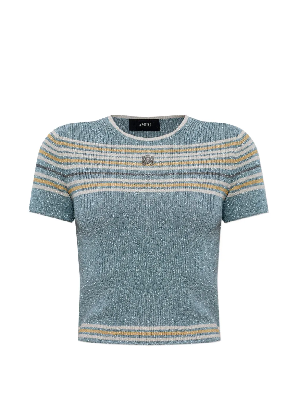 AMIRI striped logo-plaque T-shirt - Blu